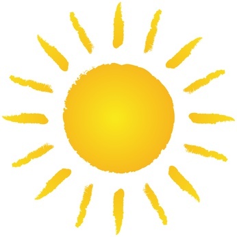Locker handgezeichnete, strahlende Sonne Vektor/freigestellt